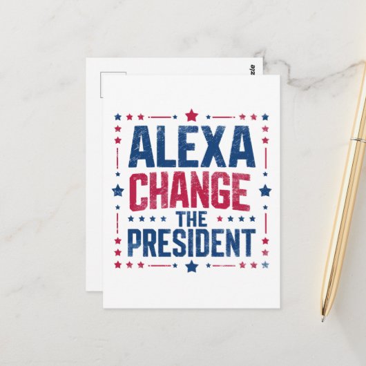 Alexa Verander het President Grappig Politiek Briefkaart (Voorkant / Achterkant in situ)