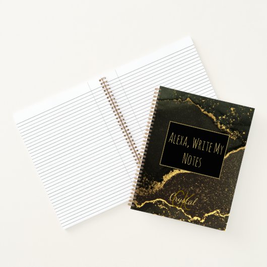 Alexa Write My Notes Black and Gold Monogram Notitieboek (Binnen)