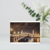 Alexander 3 brug in Parijs Frankrijk 's nachts Briefkaart (Staand voorkant)