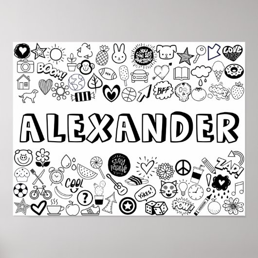 'ALEXANDER' Color-it-Yourself-contourontwerp Poster (Voorkant)