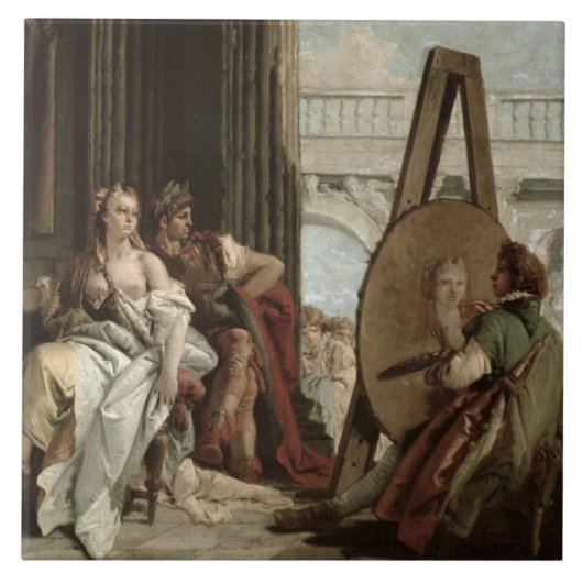 Alexander en Campaspe in het huis van de schilder Tegeltje (Voorkant)