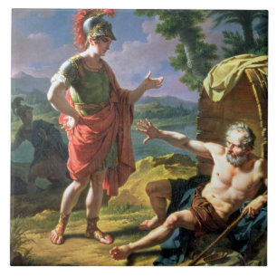 Alexander en Diogenes, 1818 (olie op canvas) Tegeltje