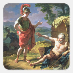 Alexander en Diogenes, 1818 (olie op canvas) Vierkante Sticker