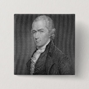 Alexander Hamilton (1757-1804), gegraveerd door Jo Vierkante Button 5,1 Cm