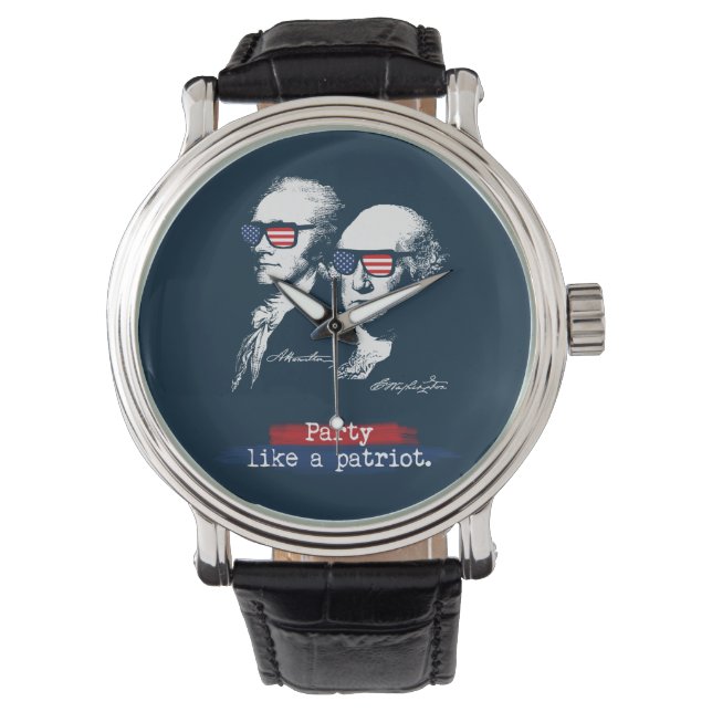 Alexander Hamilton George Washington Patriots Gift Horloge (Voorkant)