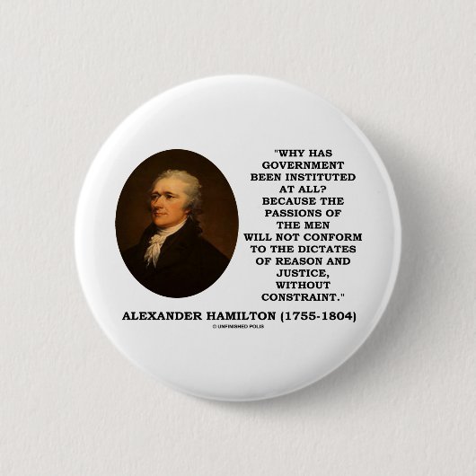 Alexander Hamilton Government Passion Constraint Ronde Button 5,7 Cm (Voorkant)