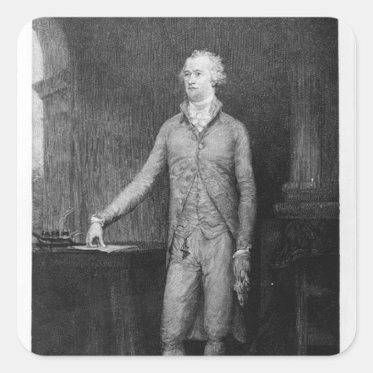 Alexander Hamilton, na het schilderij van 1792 Vierkante Sticker (Voorkant)