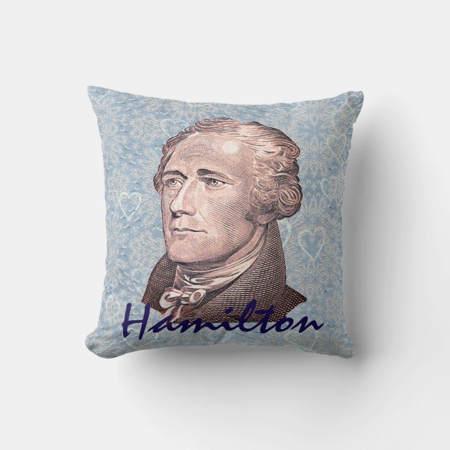 Alexander Hamilton over blauwe kant en achtergrond Kussen (Voorkant)
