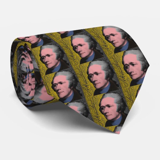 Alexander Hamilton Pop Art Portrait Stropdas (Opgerold)