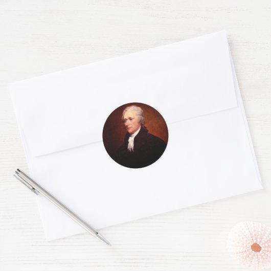 Alexander Hamilton Ronde Sticker (Envelop)
