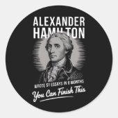 Alexander Hamilton schreef 51 essays in 6 maanden Ronde Sticker (Voorkant)