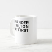 Alexander Hamilton Shot First - White T-Shirt, enz Koffiemok (Voorkant links)
