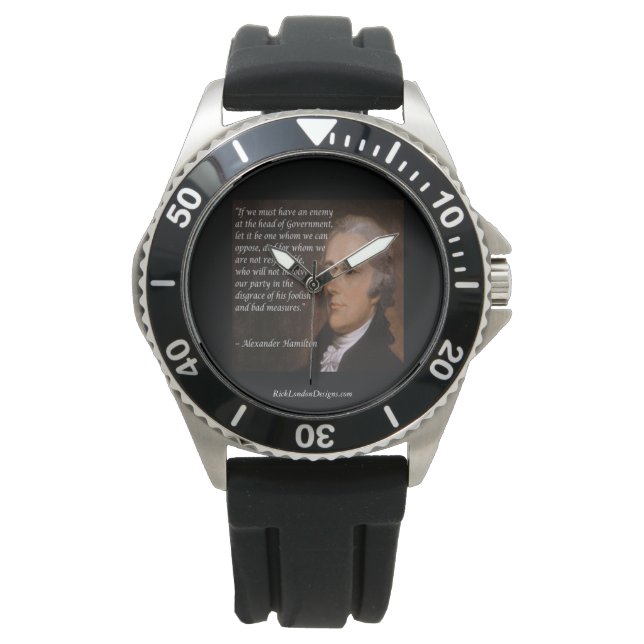 Alexander Hamilton "Tegenstander Leider" Quote Hor Horloge (Voorkant)