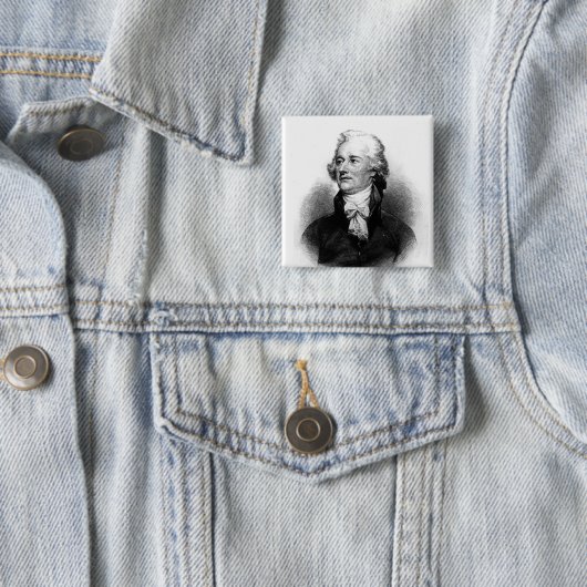Alexander Hamilton Vierkante Button 5,1 Cm (In situ)