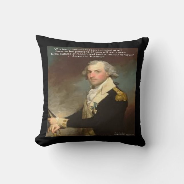Alexander Hamilton & "Waarom Overheid" Kussen met  (Voorkant)