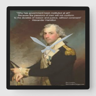 Alexander Hamilton & "Why Government" Wall Clock Vierkante Klok
