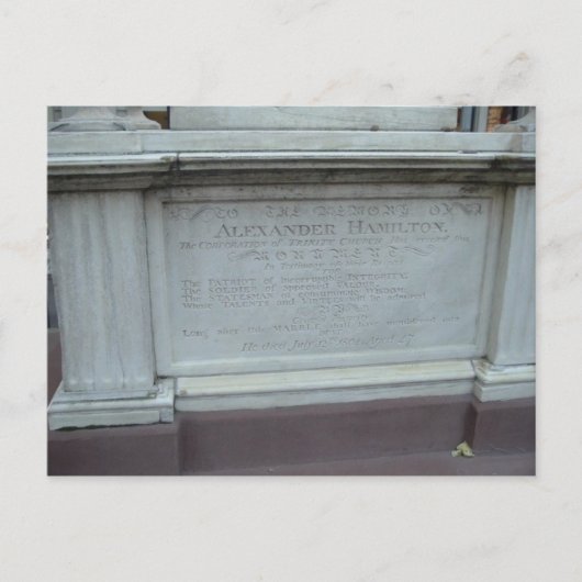 ALEXANDER HAMILTON'S GRAVE BRIEFKAART (Voorkant)