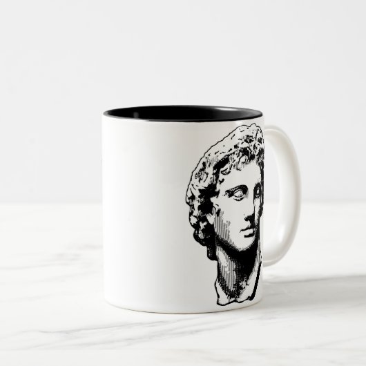 Alexander het Grote standbeeld Tweekleurige Koffiemok (Voorkant rechts)