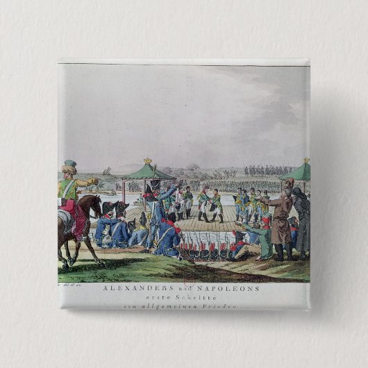 Alexander I en Napoleon Vierkante Button 5,1 Cm (Voorkant)