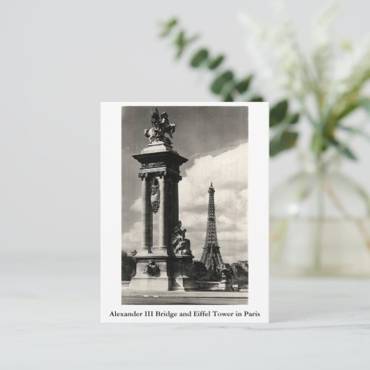 Alexander III Bridge en Eiffeltoren in Parijs Briefkaart (Staand voorkant)