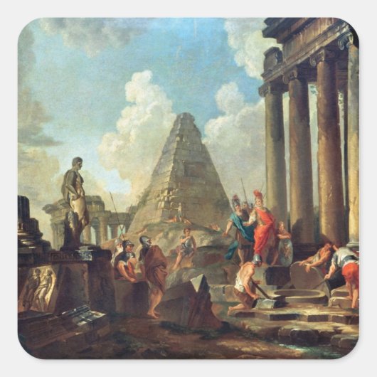 Alexander III de Grote voor de Tomb Vierkante Sticker (Voorkant)