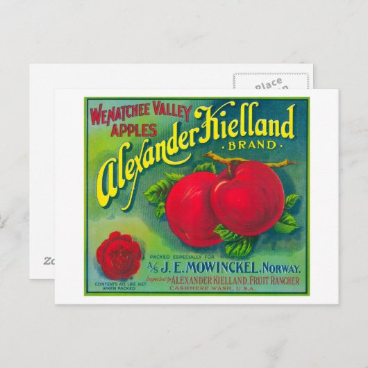 Alexander Kielland Apple Label - Cashmere, WA Briefkaart (Voorkant / Achterkant)