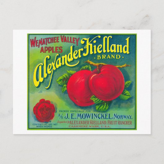 Alexander Kielland Apple Label - Cashmere, WA Briefkaart (Voorkant)
