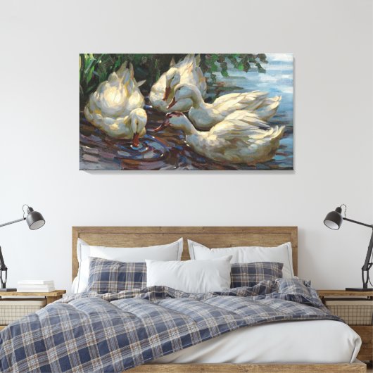 Alexander Koester Vier Eenden bij de Pond Canvas Afdruk (Insitu (Slaapkamer))