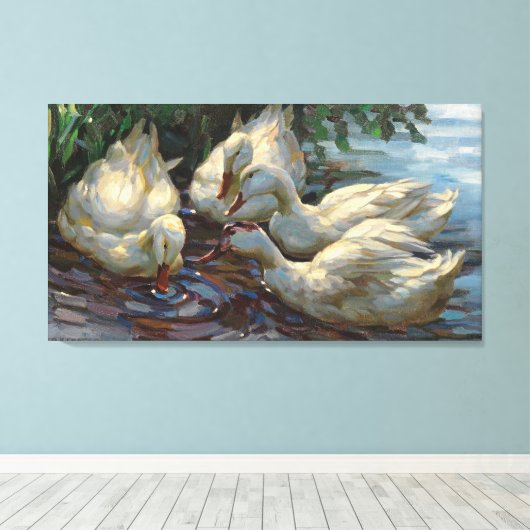 Alexander Koester Vier Eenden bij de Pond Canvas Afdruk (Insitu (Houten vloer))