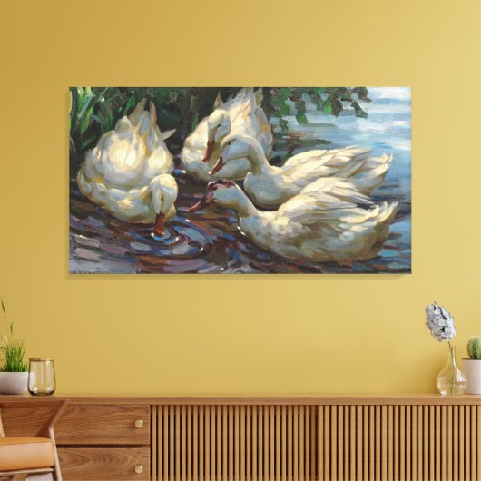 Alexander Koester Vier Eenden bij de Pond Canvas Afdruk (Insitu (Woonkamer))