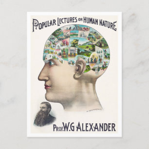 Alexander Phrenology Lezing Advertentie Briefkaart