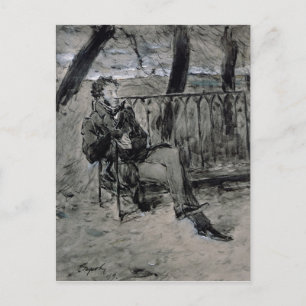 Alexander Pushkin in een Park, 1899 Briefkaart