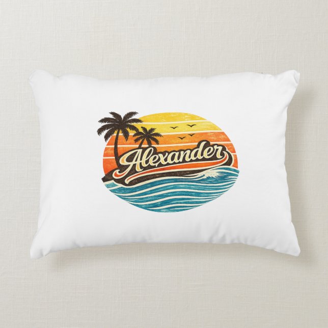 Alexander Retro Sunset Name Design Accent Kussen (Voorkant)