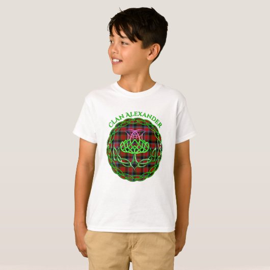 Alexander Scottish Tartan Celtic Thistle T-shirt (Voorkant volledig)