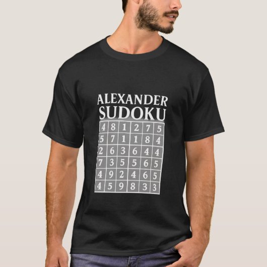 ALEXANDER Sudoku Puzzel – Wit Logisch T-shirt (Voorkant)