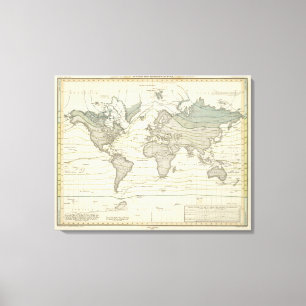 Alexander von Humboldt's systeem isothermische kro Canvas Afdruk