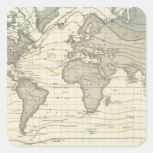 Alexander von Humboldt's systeem isothermische kro Vierkante Sticker