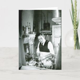 Alexander Watt in een keuken, jaren '50 Feestdagen Kaart