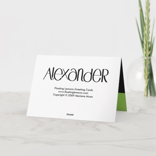 Alexander witte Verjaardag Kaart (Achterkant)