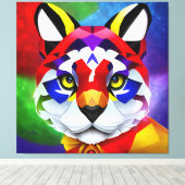 Alexander's Cat blauwe canvasprint Canvas Afdruk (Insitu (Houten vloer))