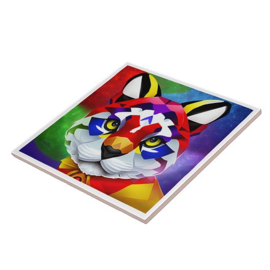 Alexander's Cat grote witte tegel Tegeltje (Zijkant)