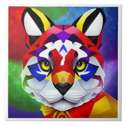 Alexander's Cat grote witte tegel Tegeltje (Voorkant)