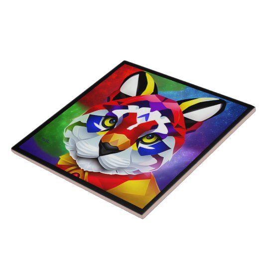 Alexander's Cat grote zwarte tegel Tegeltje (Zijkant)