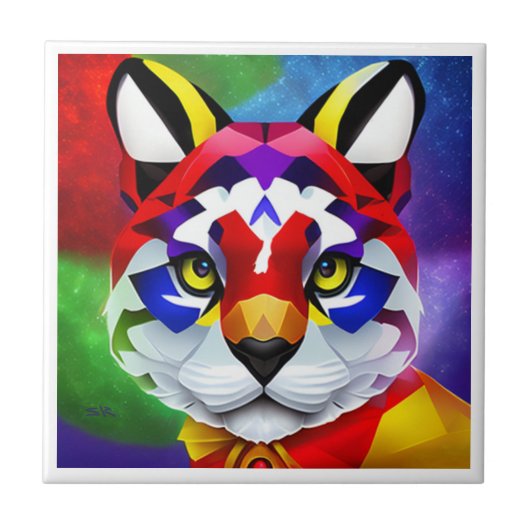 Alexander's Cat kleine witte tegel Tegeltje (Voorkant)