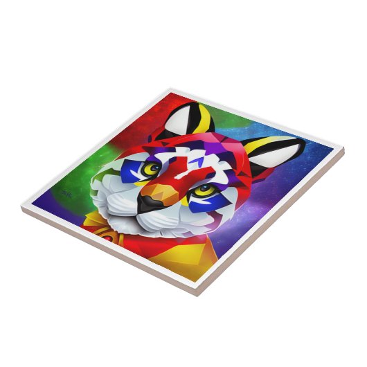 Alexander's Cat kleine witte tegel Tegeltje (Zijkant)