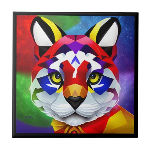 Alexander's Cat kleine zwarte tegel Tegeltje (Voorkant)