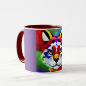 Alexander's Cat paarse en maroen midden combo mok (Voorkant links)