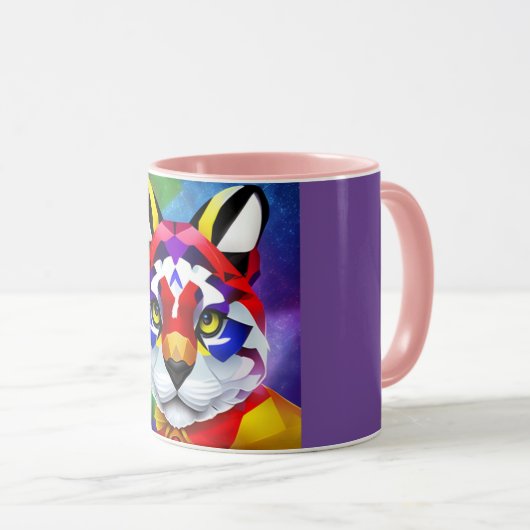 Alexander's Cat paarse en roze midden combo mok (Voorkant rechts)