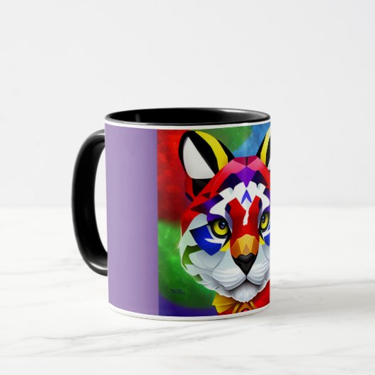 Alexander's Cat paarse en zwarte midden combo mok (Voorkant links)