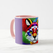 Alexander's Cat purple and pink center combo mug Mok (Voorkant links)